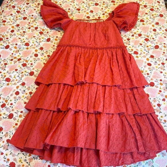 Cinq a Sept Marcia Eyelet Tiered Cotton Dress - Picture 6 of 8